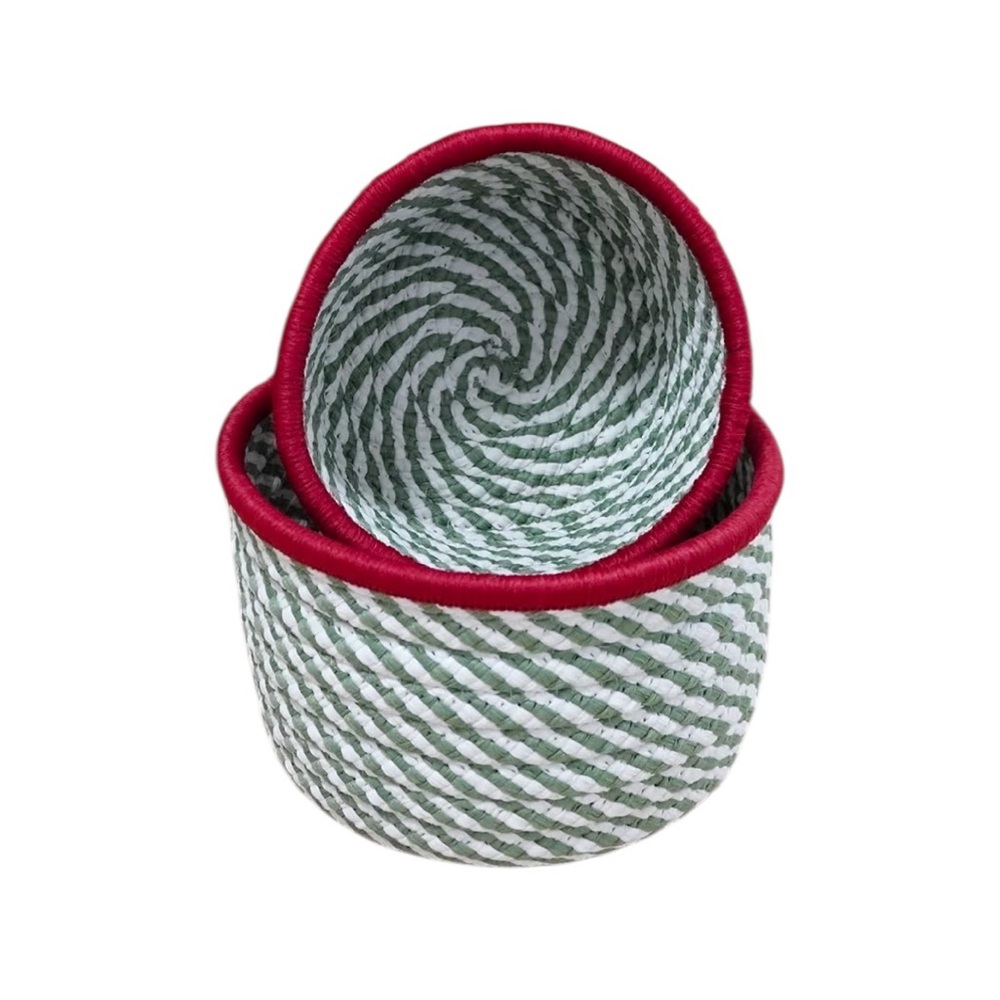 NWT Colonial Mills Kringle Christmas Nesting Baskets 2 Green Red 8x5 & 10x6